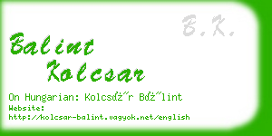 balint kolcsar business card